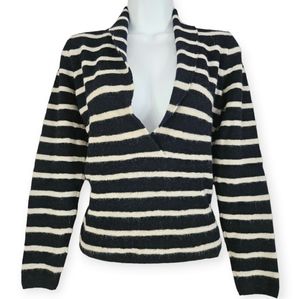 NWOT J Crew black & white baby alpaca cropped shawl collar sweater Womens Medium